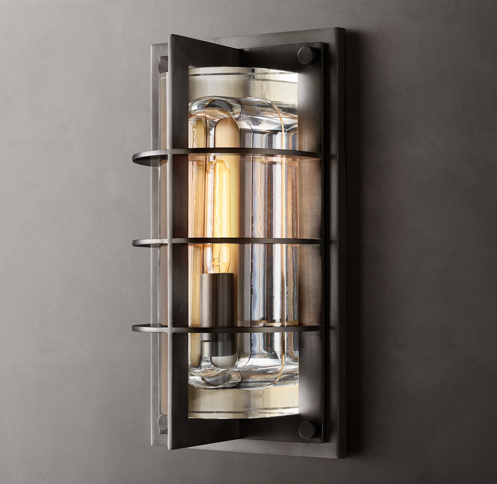 Sand-Cast Crystal Outdoor Lantern Sconce