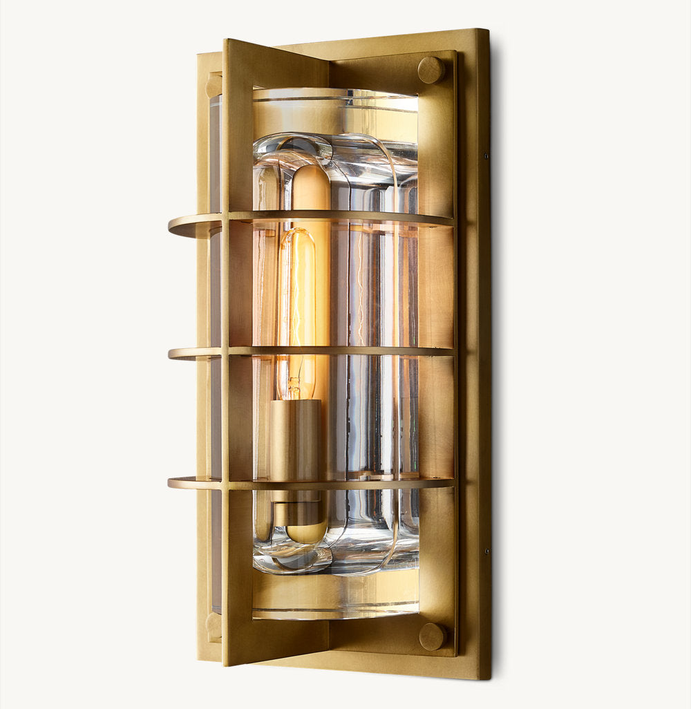 Sand-Cast Crystal Outdoor Lantern Sconce