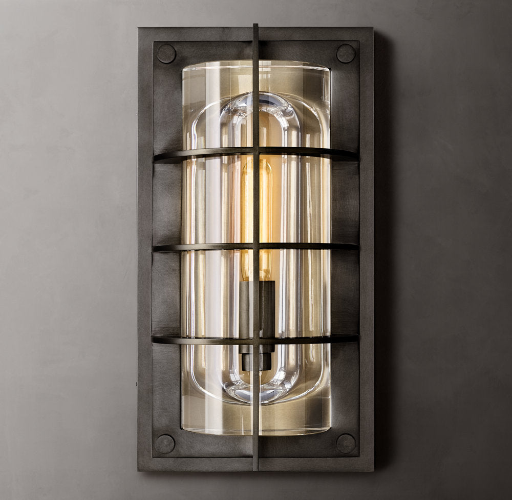 Sand-Cast Crystal Outdoor Lantern Sconce