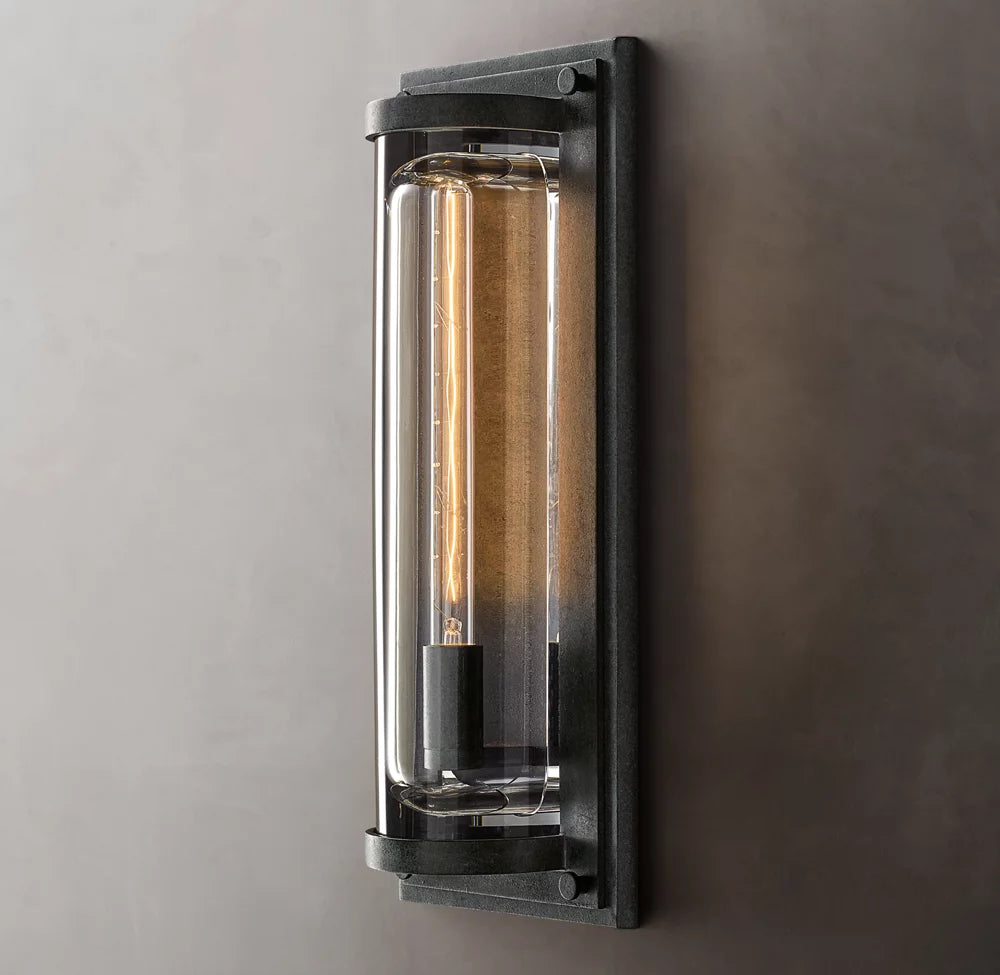 Sand-Cast Crystal Outdoor Pillar Sconce