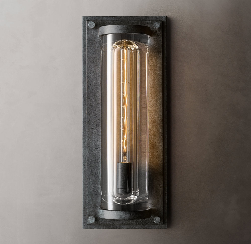 Sand-Cast Crystal Outdoor Pillar Sconce
