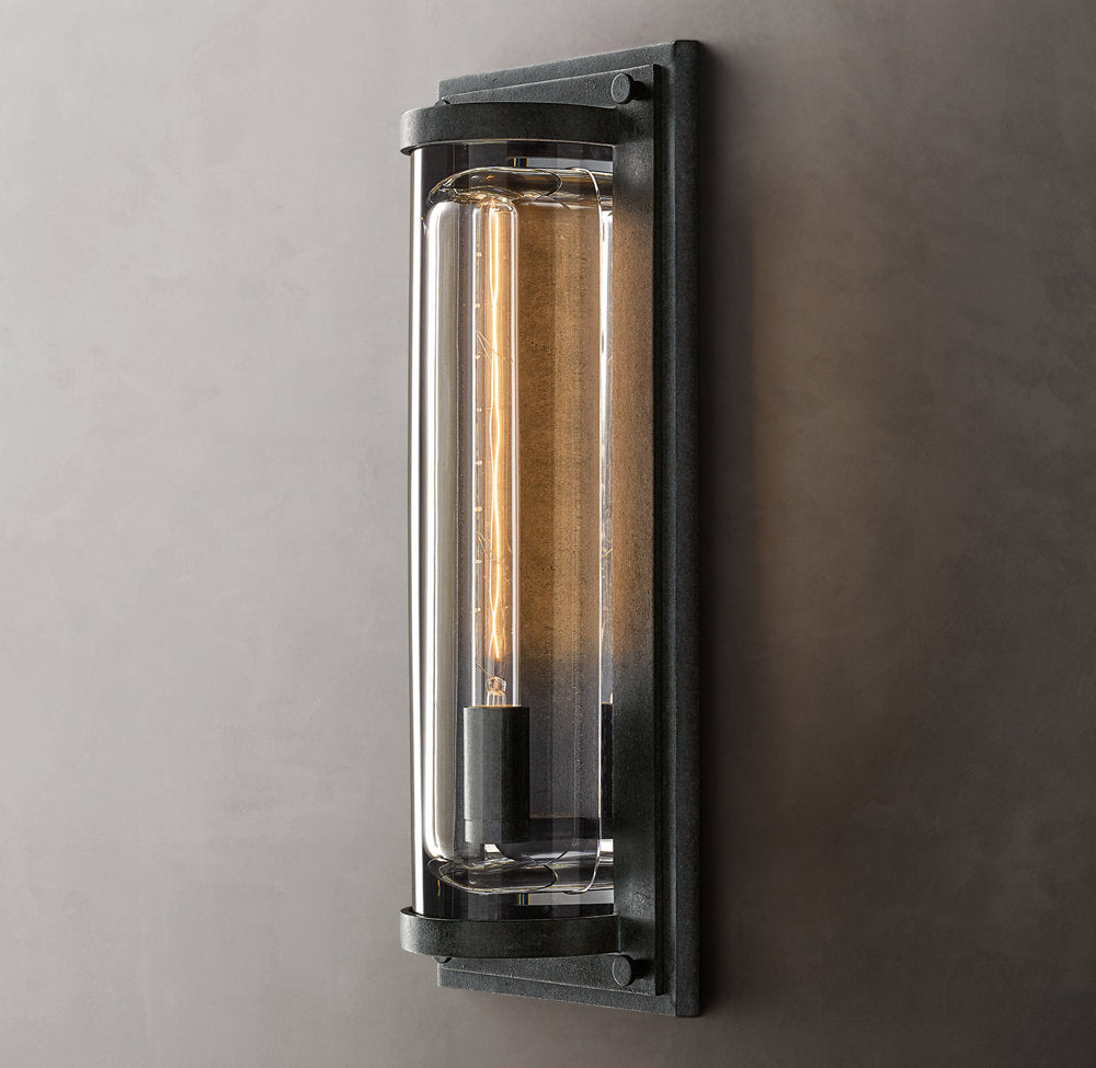 Sand-Cast Crystal Outdoor Pillar Sconce