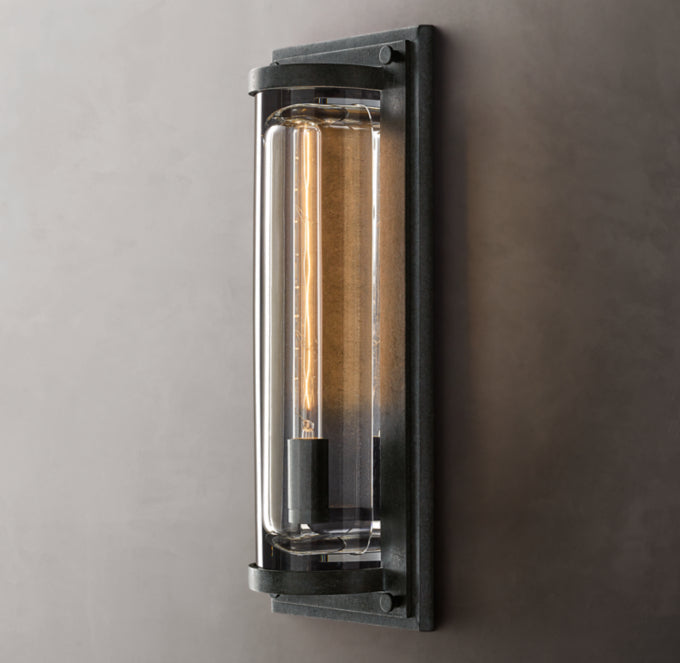 Sand-Cast Crystal Outdoor Pillar Sconce