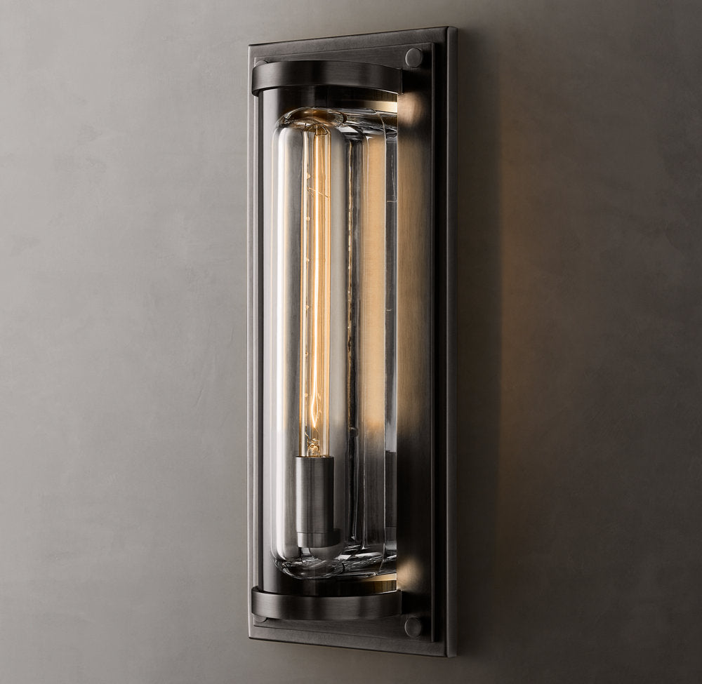 Sand-Cast Crystal Outdoor Pillar Sconce