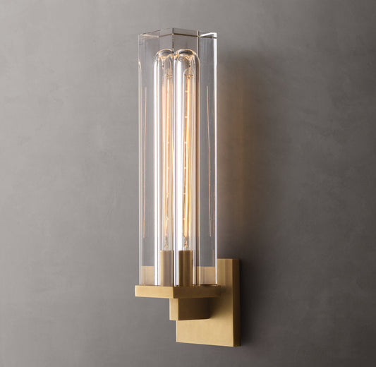 Sand-Cast Crystal Rectangular Sconce