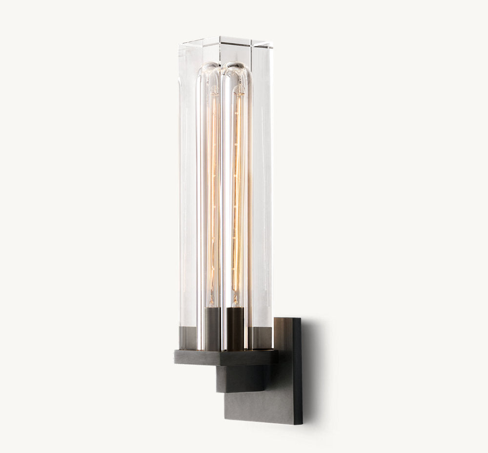 Sand-Cast Crystal Rectangular Sconce
