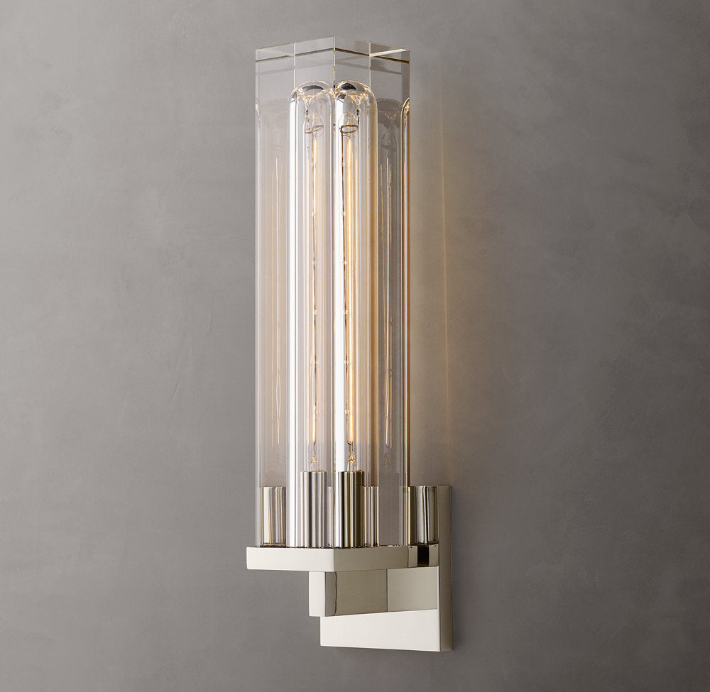 Sand-Cast Crystal Rectangular Sconce