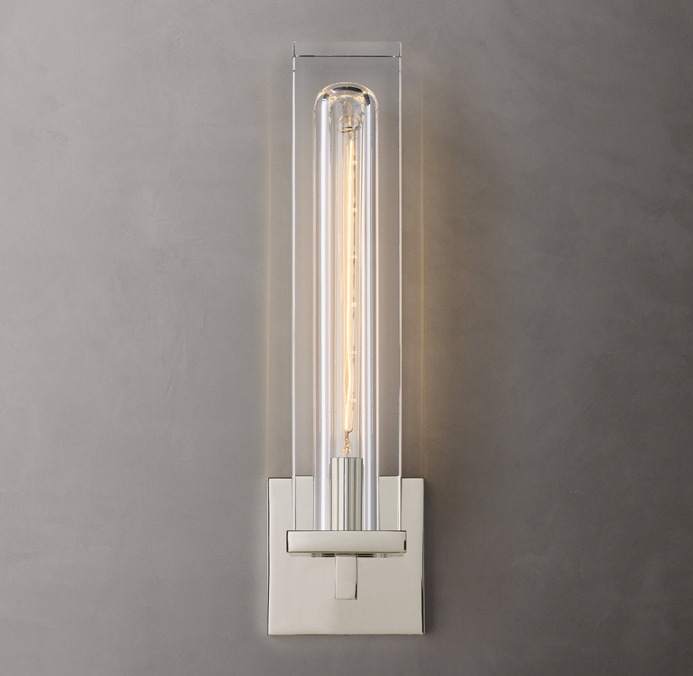 Sand-Cast Crystal Rectangular Sconce
