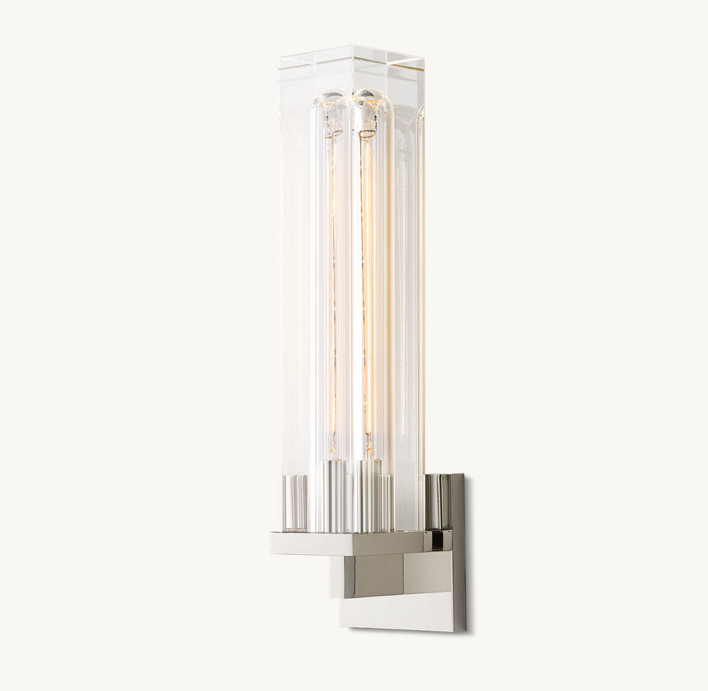 Sand-Cast Crystal Rectangular Sconce