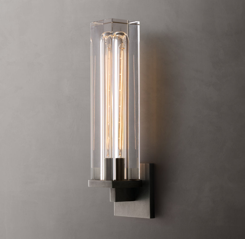 Sand-Cast Crystal Rectangular Sconce