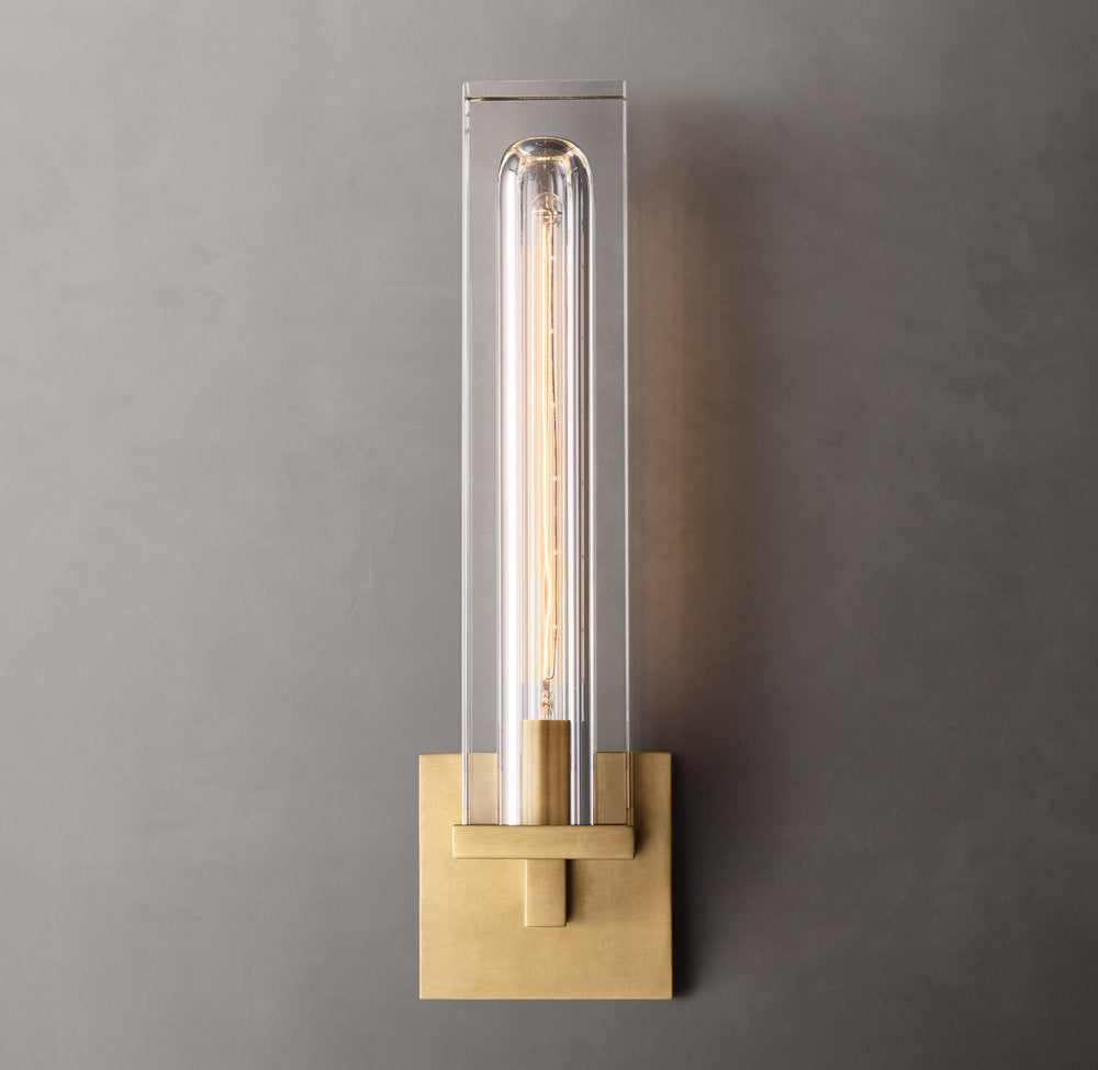 Sand-Cast Crystal Rectangular Sconce