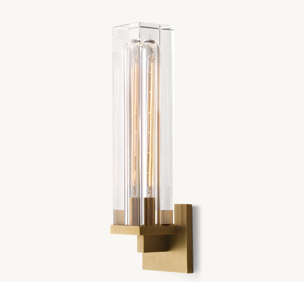 Sand-Cast Crystal Rectangular Sconce