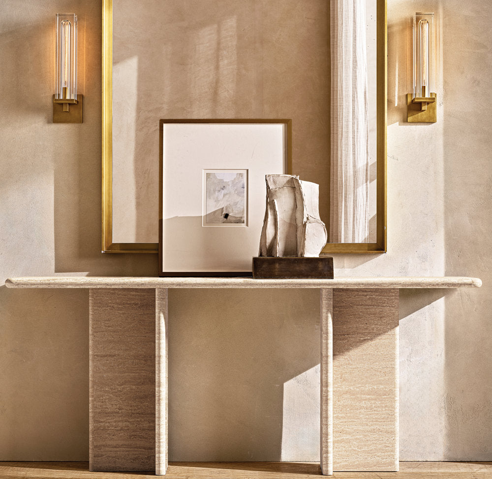 Sand-Cast Crystal Rectangular Sconce