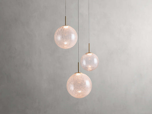 Satin Brass Opal Globe LED Chandelier
