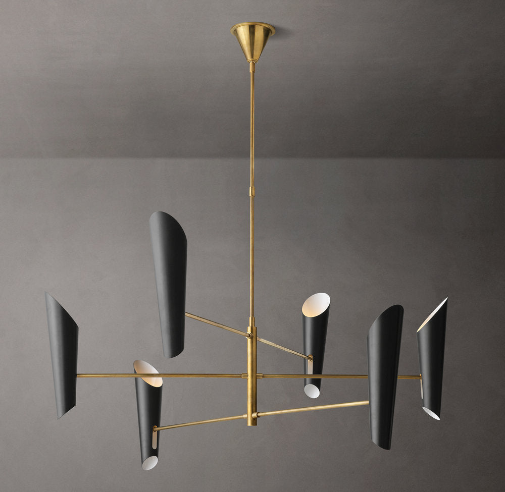 Sculptural Black Shade Mobile Chandelier