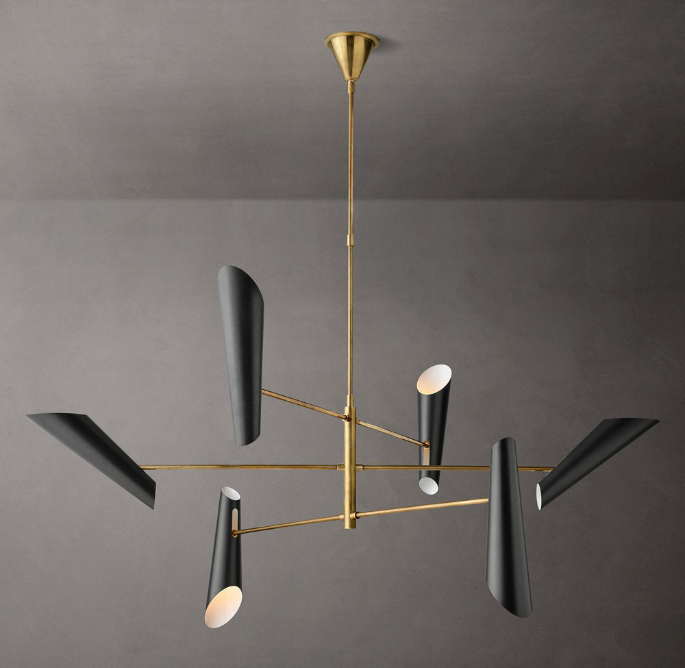 Sculptural Black Shade Mobile Chandelier