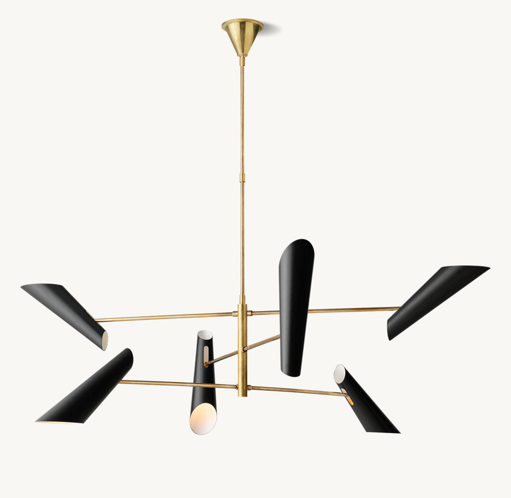 Sculptural Black Shade Mobile Chandelier