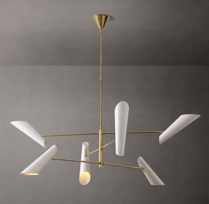 Sculptural Black Shade Mobile Chandelier