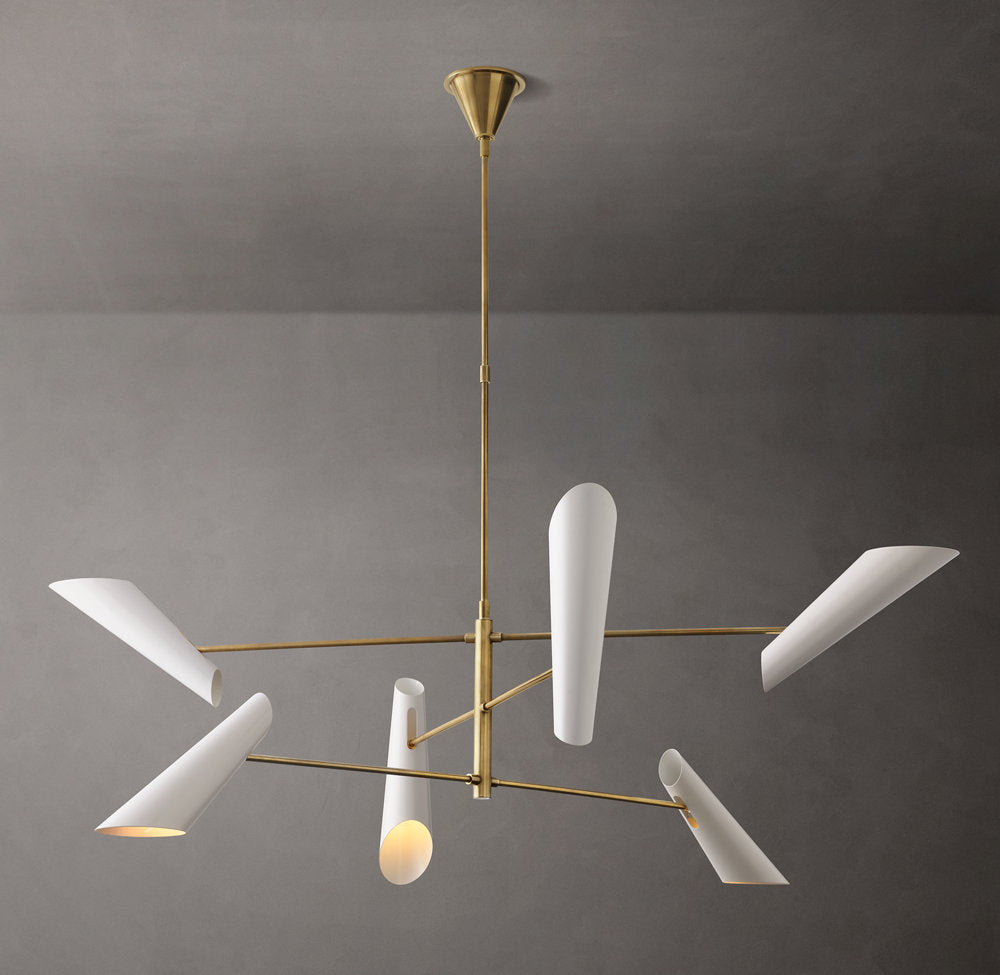 Sculptural Black Shade Mobile Chandelier