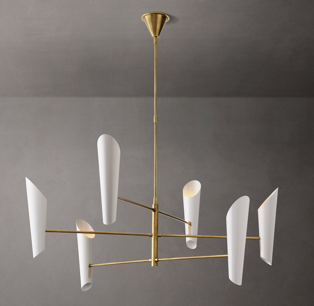 Sculptural Black Shade Mobile Chandelier