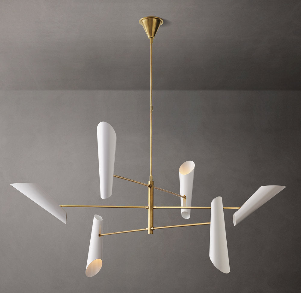 Sculptural Black Shade Mobile Chandelier