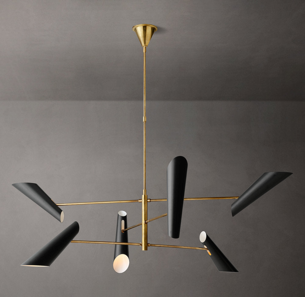 Sculptural Black Shade Mobile Chandelier