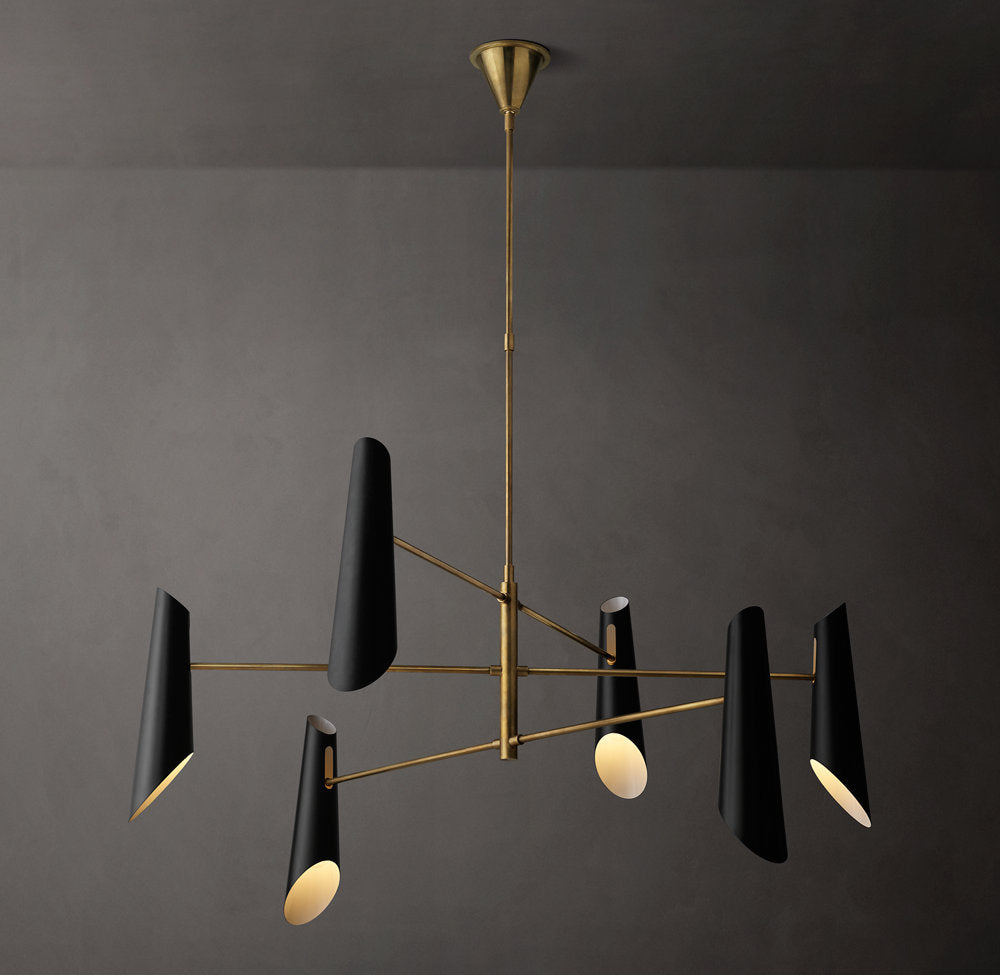 Sculptural Black Shade Mobile Chandelier
