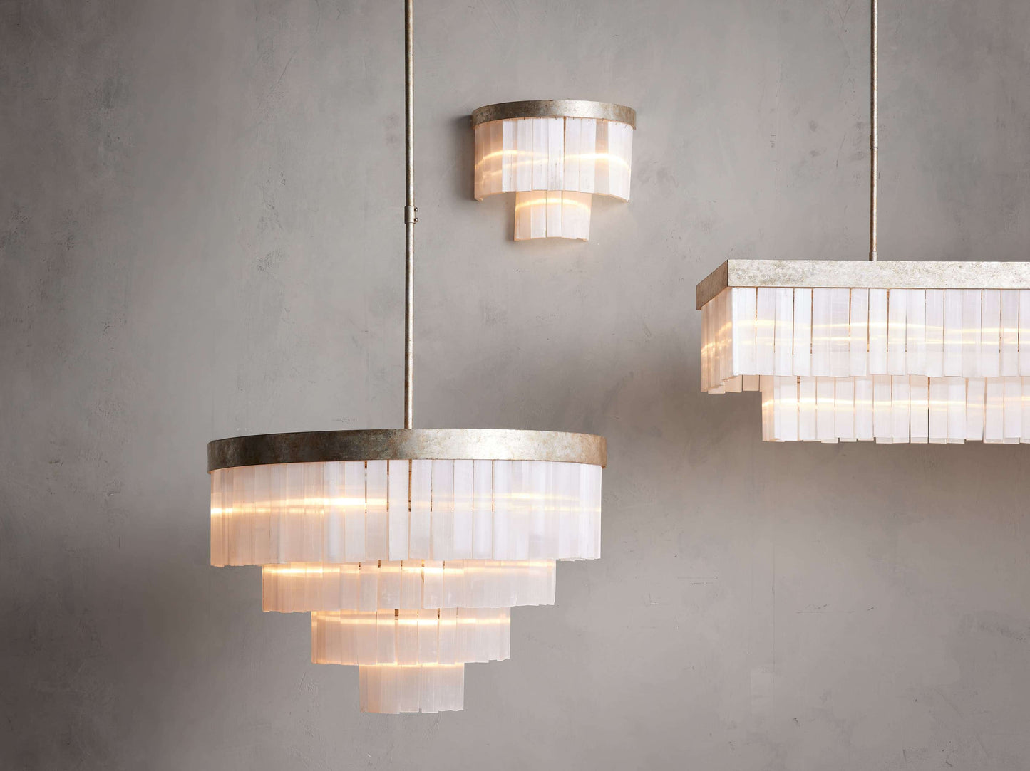 Selenite Crystal Rectangular Chandelier