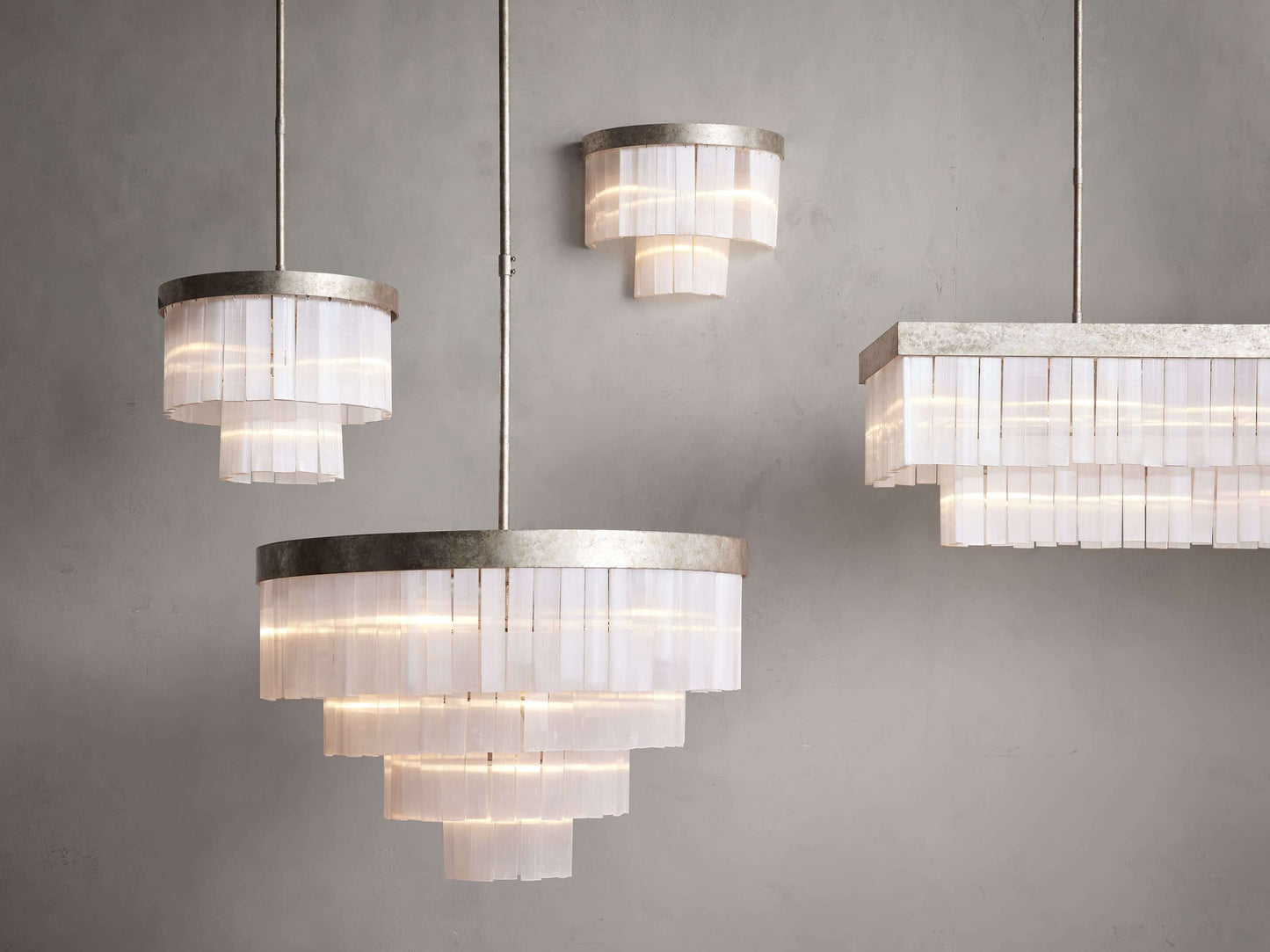 Selenite Crystal Rectangular Chandelier