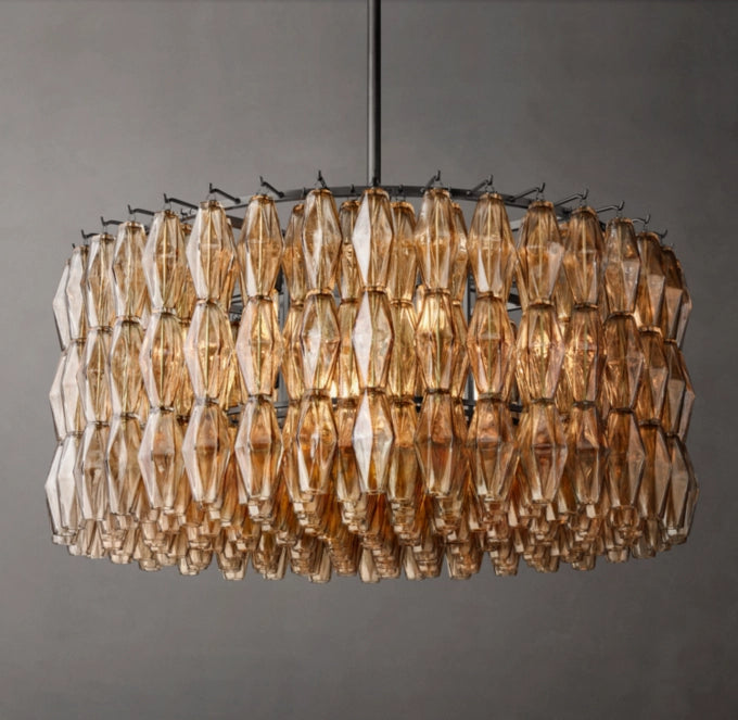 Smoke Blown Glass Crown Chandelier