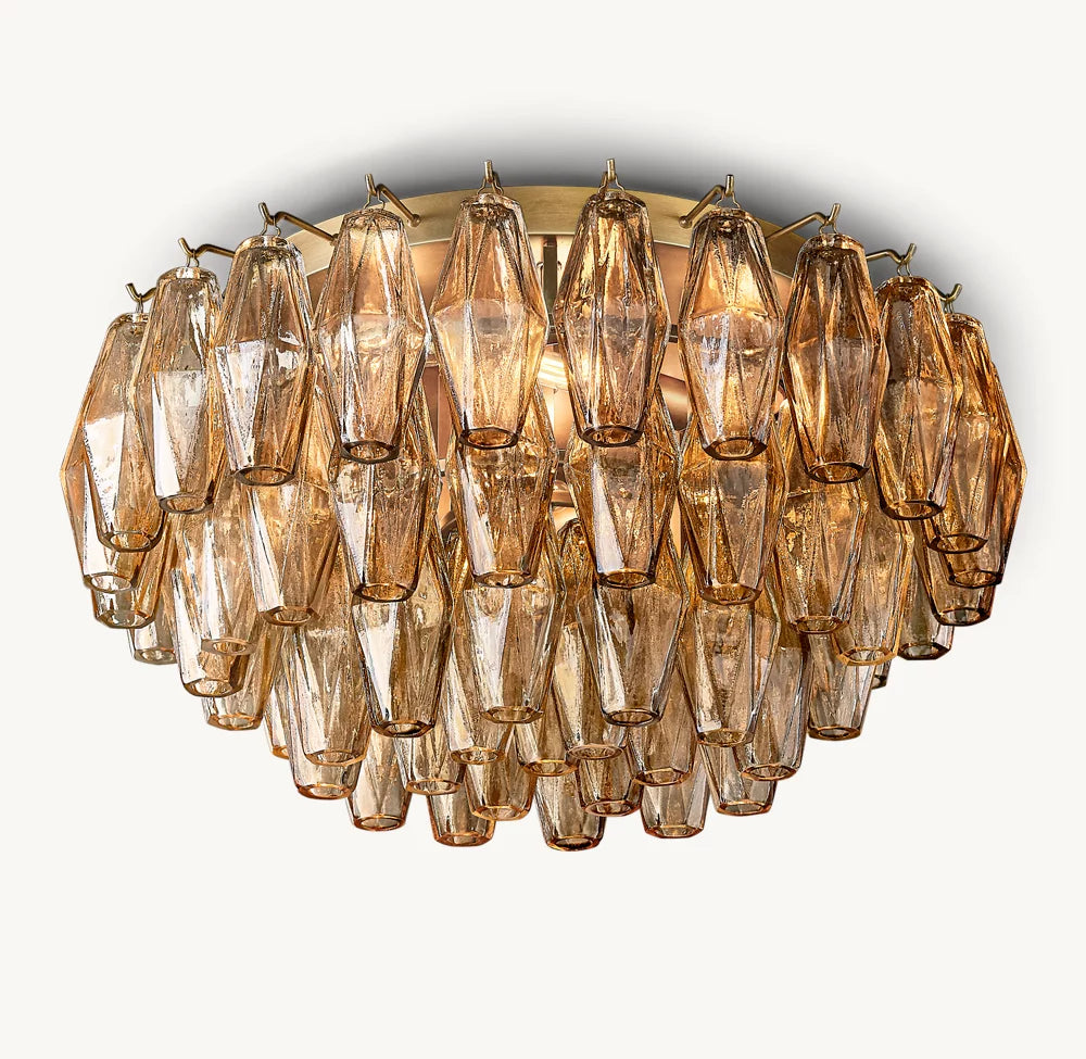 Smoke Blown Glass Globe Flush Mount