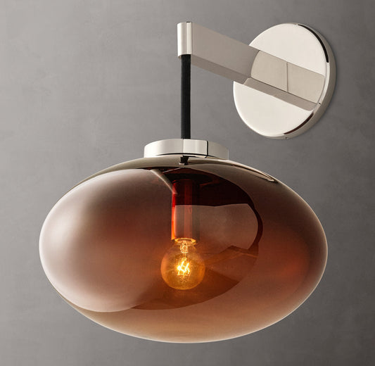 Smoke Blown Glass Globe Wall Light