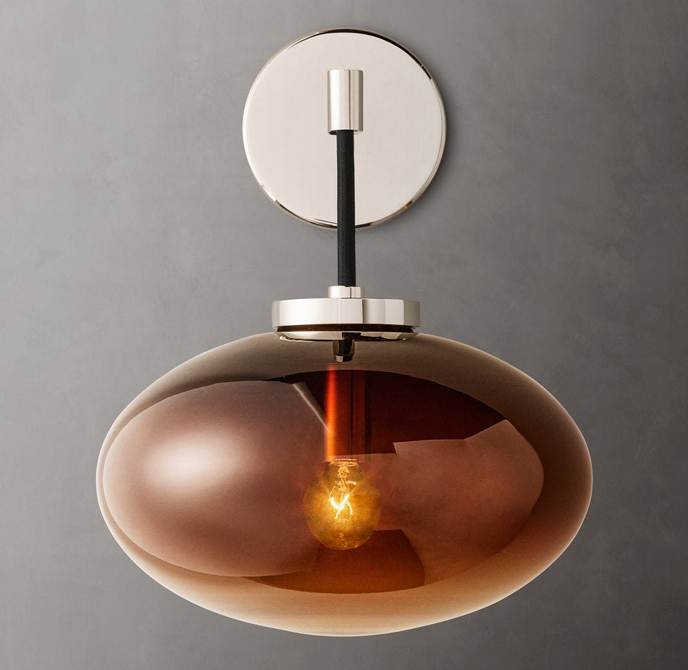 Smoke Blown Glass Globe Wall Light