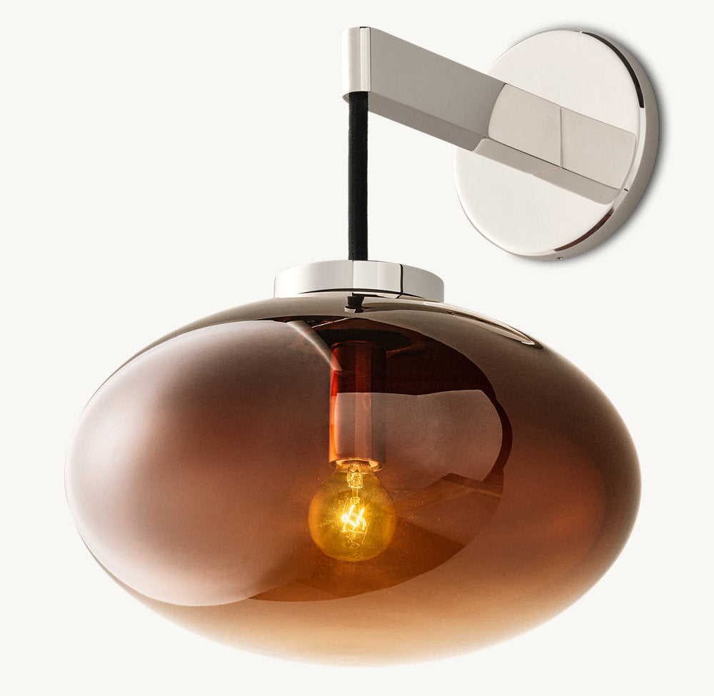 Smoke Blown Glass Globe Wall Light