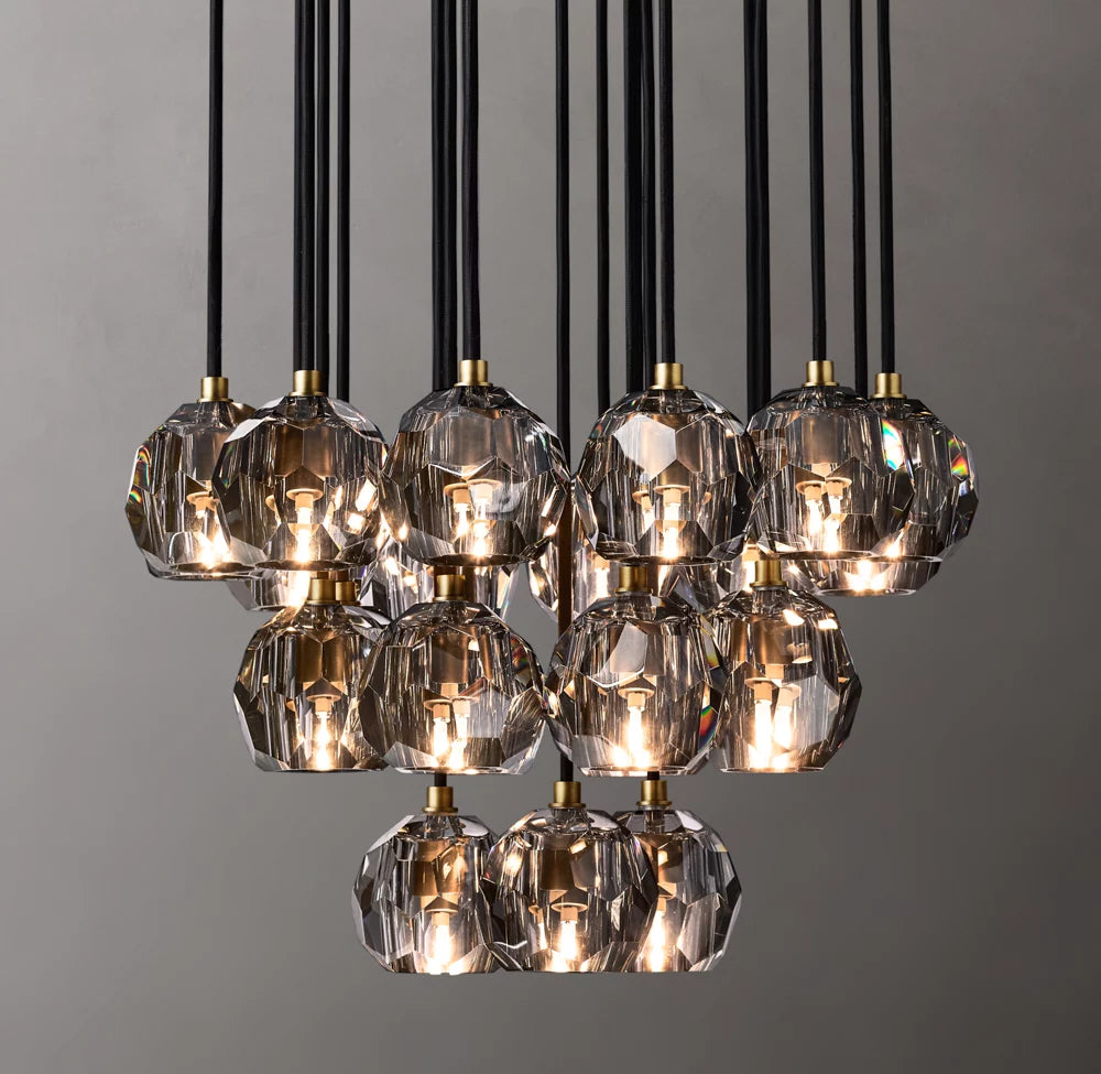 Smoke Crystal Sphere Cluster Chandelier