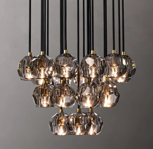 Smoke Crystal Sphere Cluster Chandelier