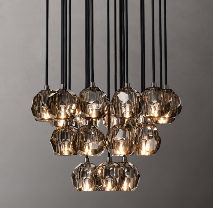 Smoke Crystal Sphere Cluster Chandelier