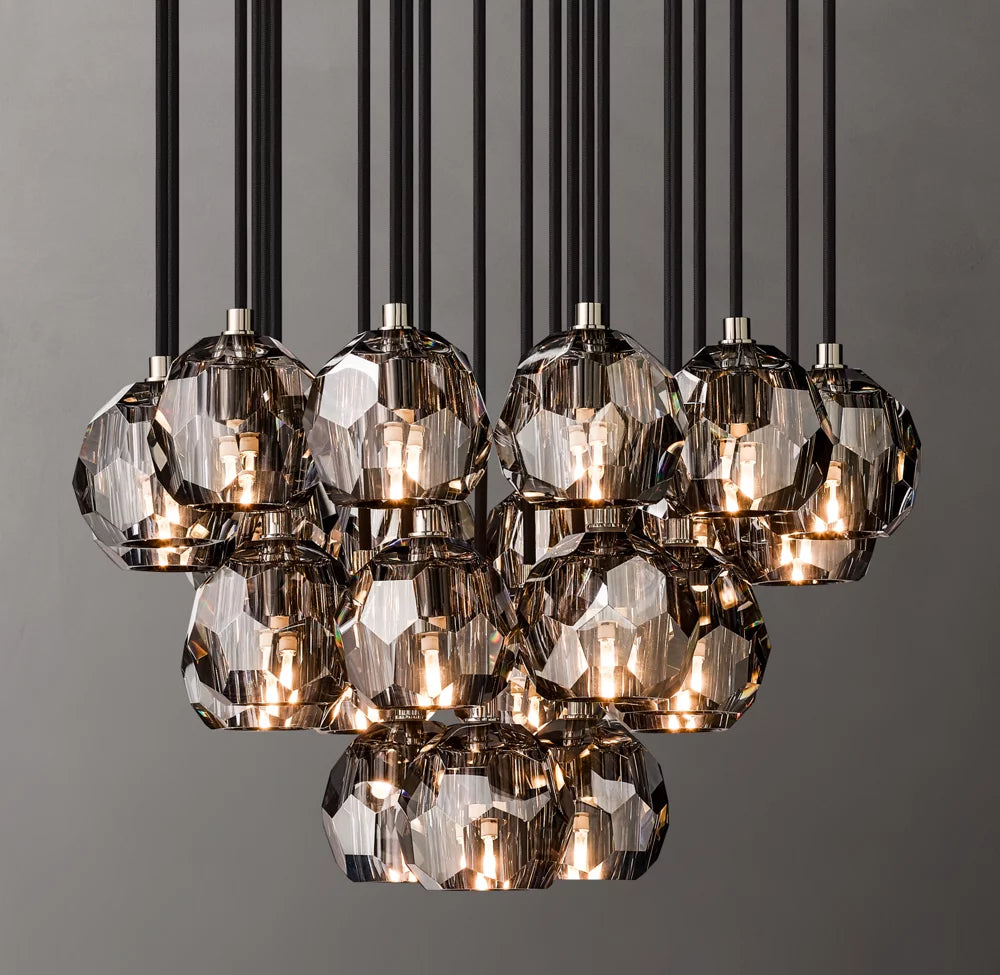 Smoke Crystal Sphere Cluster Chandelier