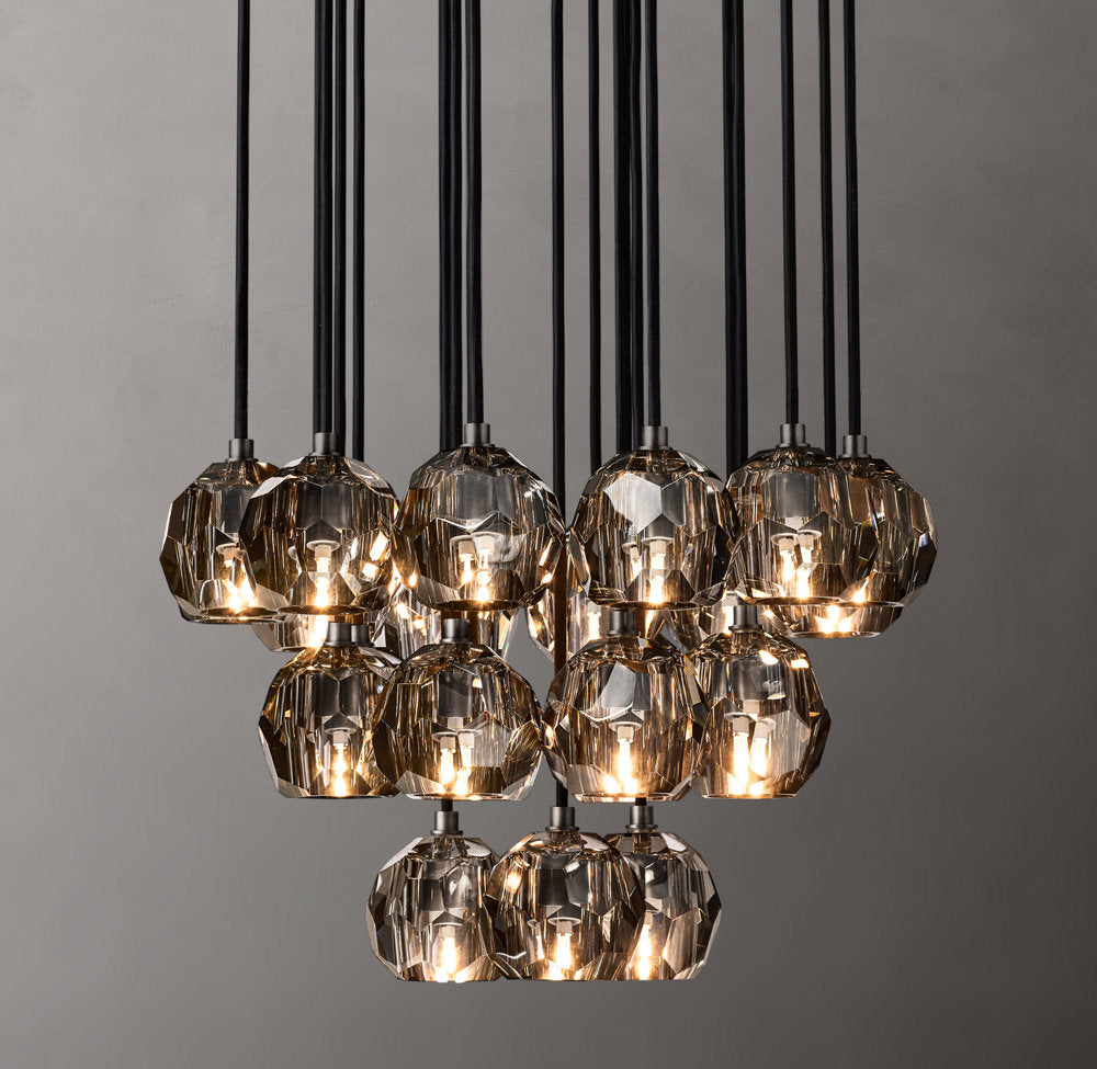 Smoke Crystal Sphere Cluster Chandelier