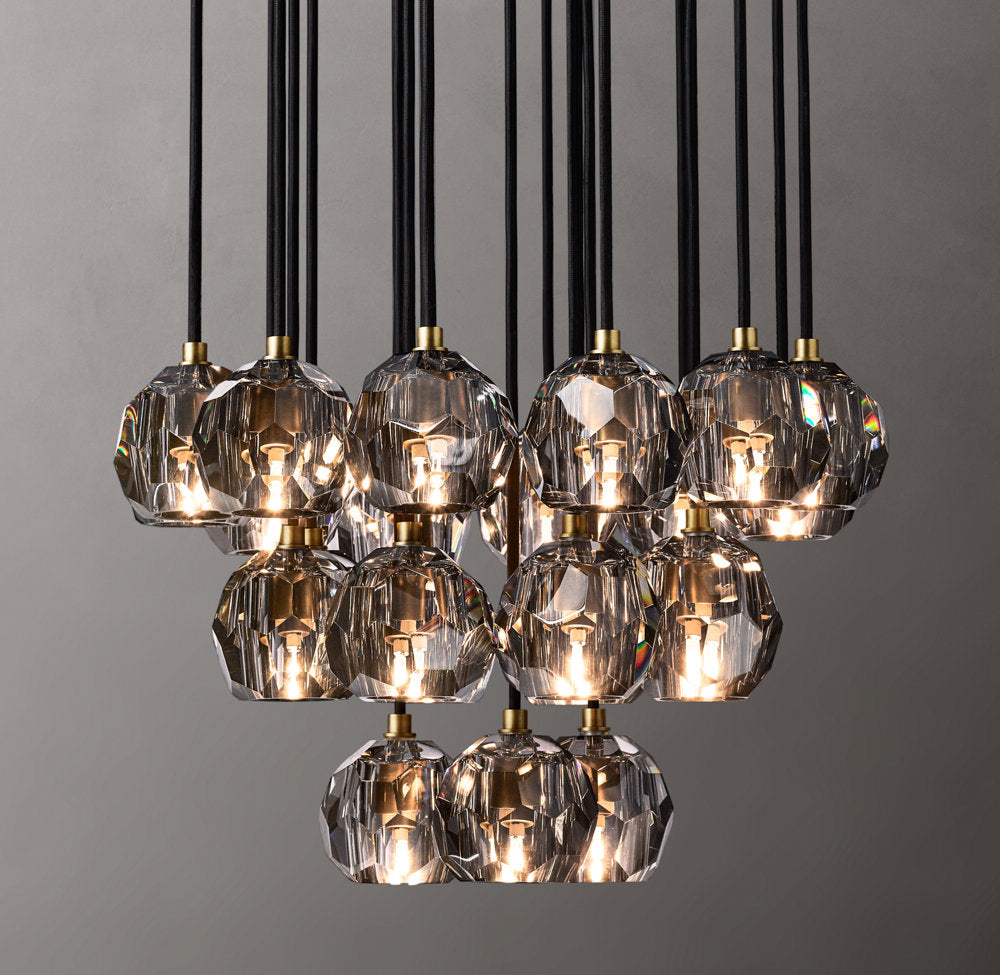 Smoke Crystal Sphere Cluster Chandelier