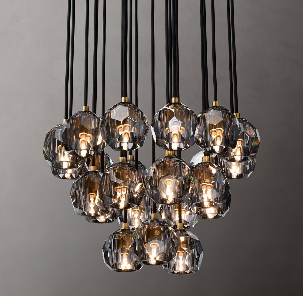 Smoke Crystal Sphere Cluster Chandelier