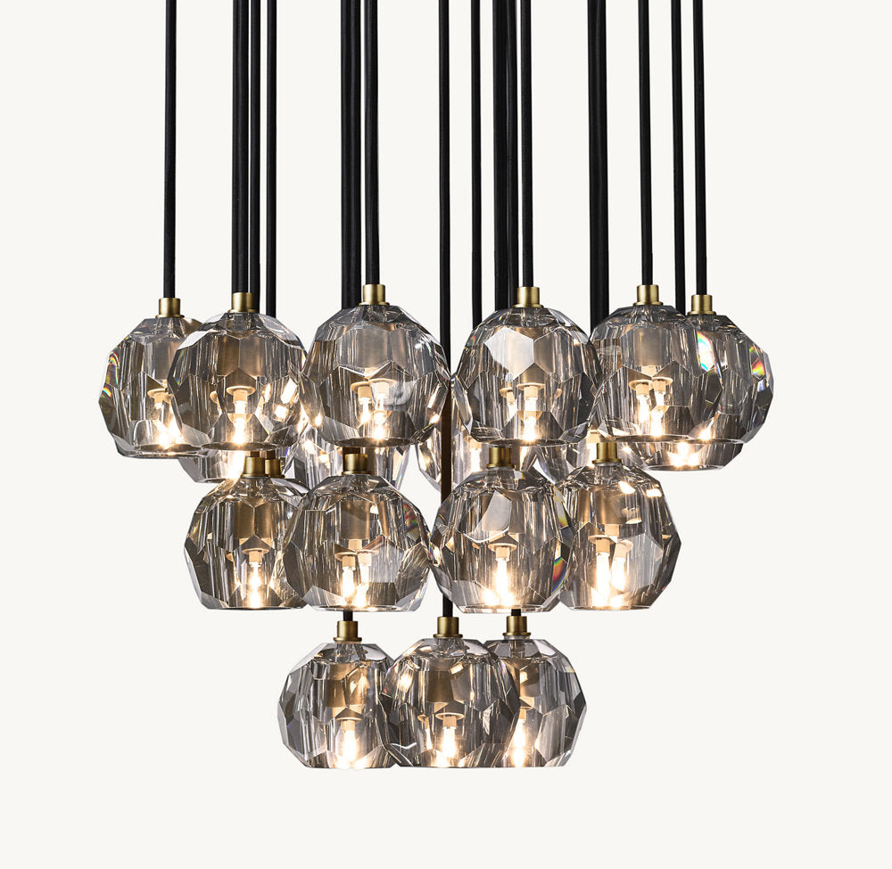 Smoke Crystal Sphere Cluster Chandelier