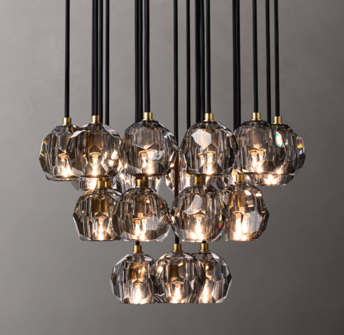 Smoke Crystal Sphere Cluster Chandelier