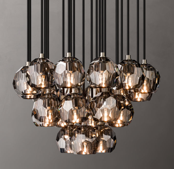 Smoke Crystal Sphere Cluster Chandelier