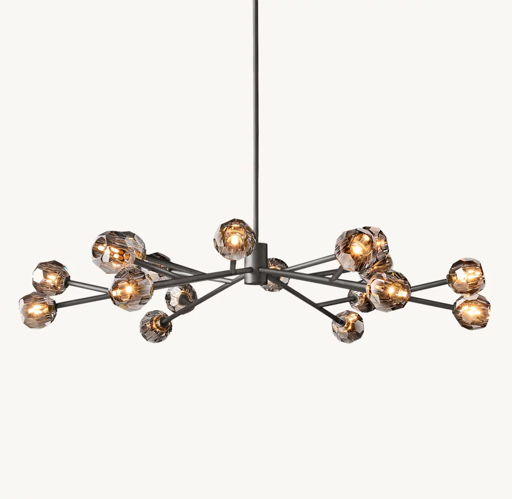 Smoke Crystal Sphere Ring Chandelier