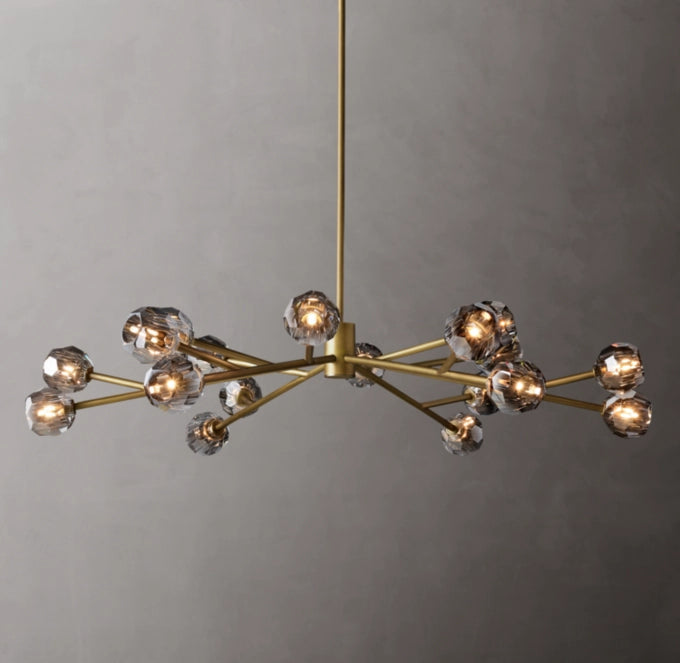 Smoke Crystal Sphere Ring Chandelier