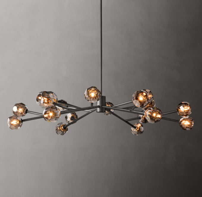 Smoke Crystal Sphere Ring Chandelier