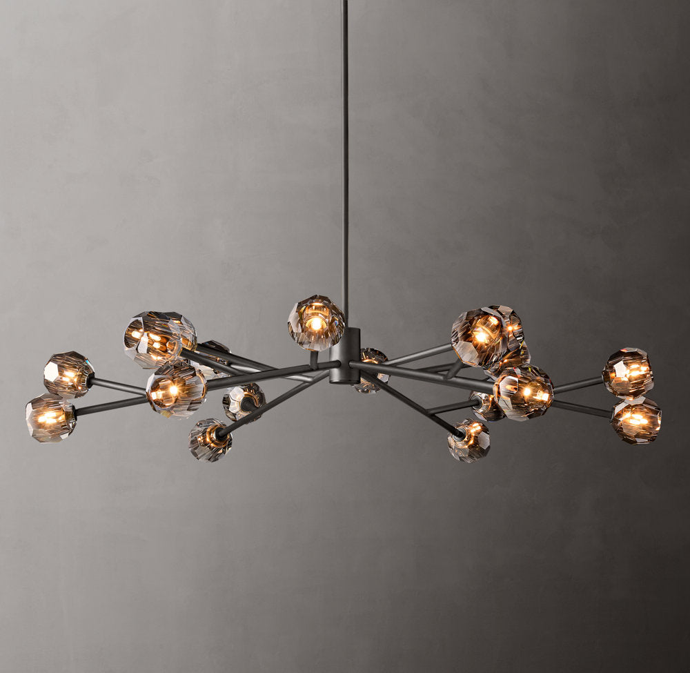 Smoke Crystal Sphere Ring Chandelier