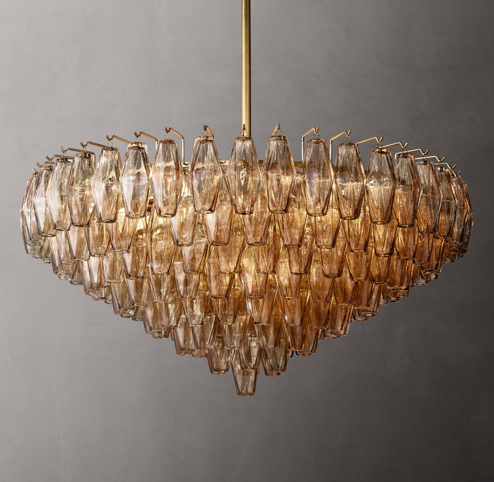 Smoke Glass Cascade Crown Chandelier