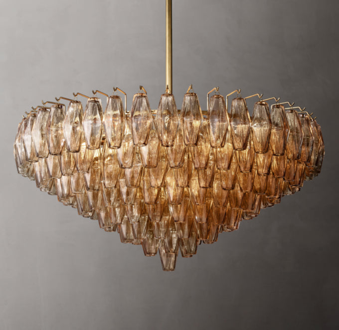 Smoke Glass Cascade Crown Chandelier
